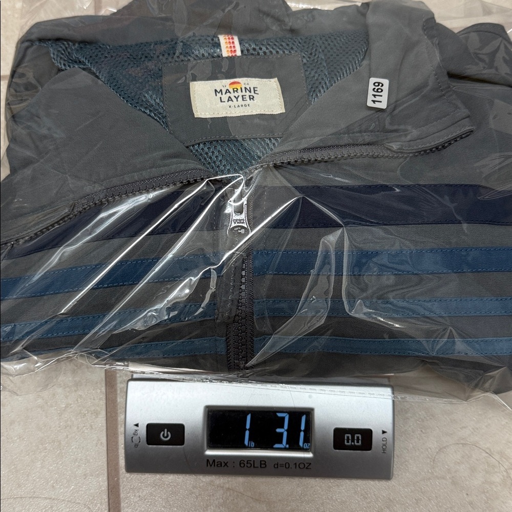Marine Layer Gray Lightweight Jacket with Blue Stripe Accents - Picture 11 of 11